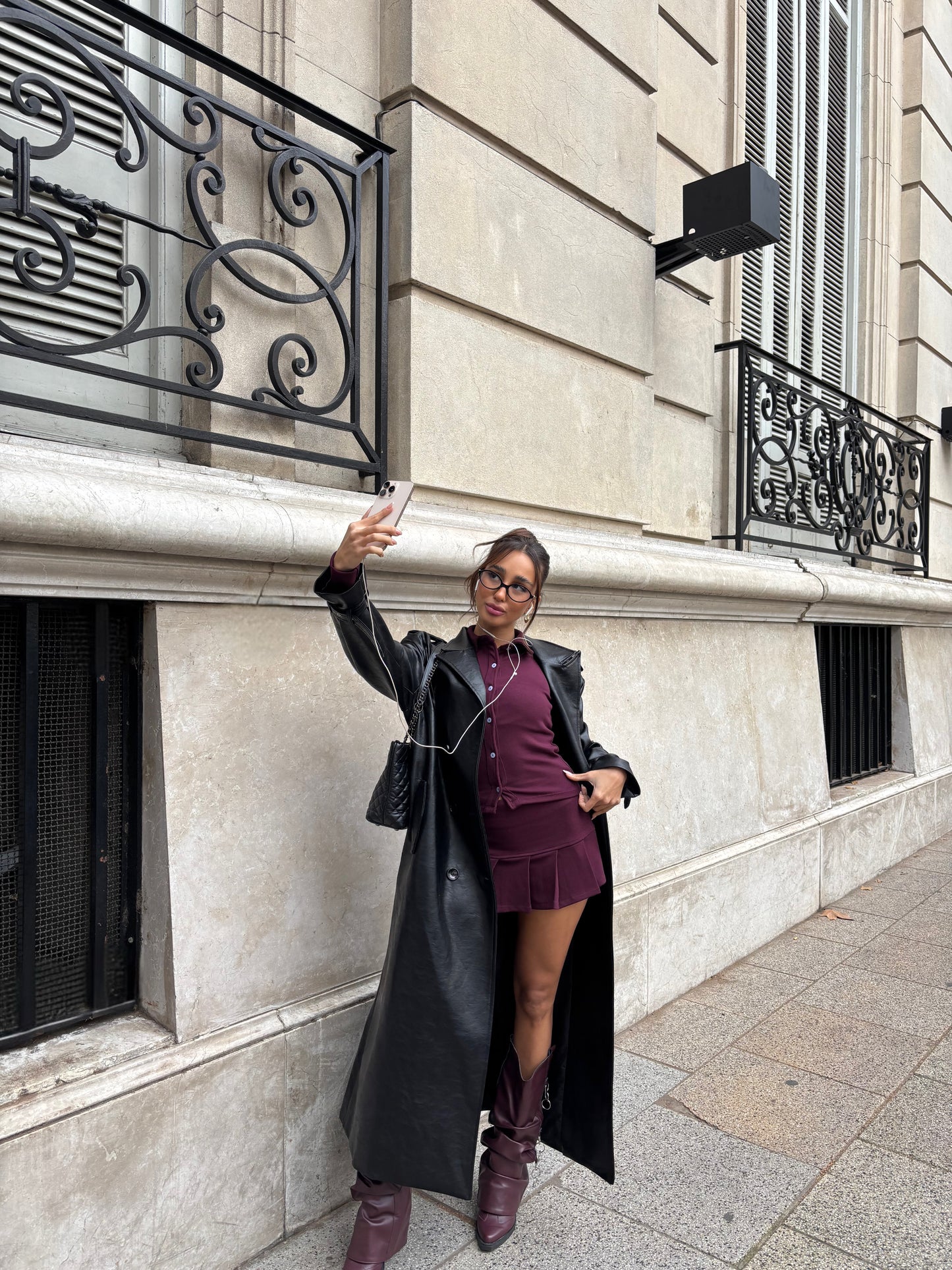 MAXI TRENCH ECO CUERO NEGRO