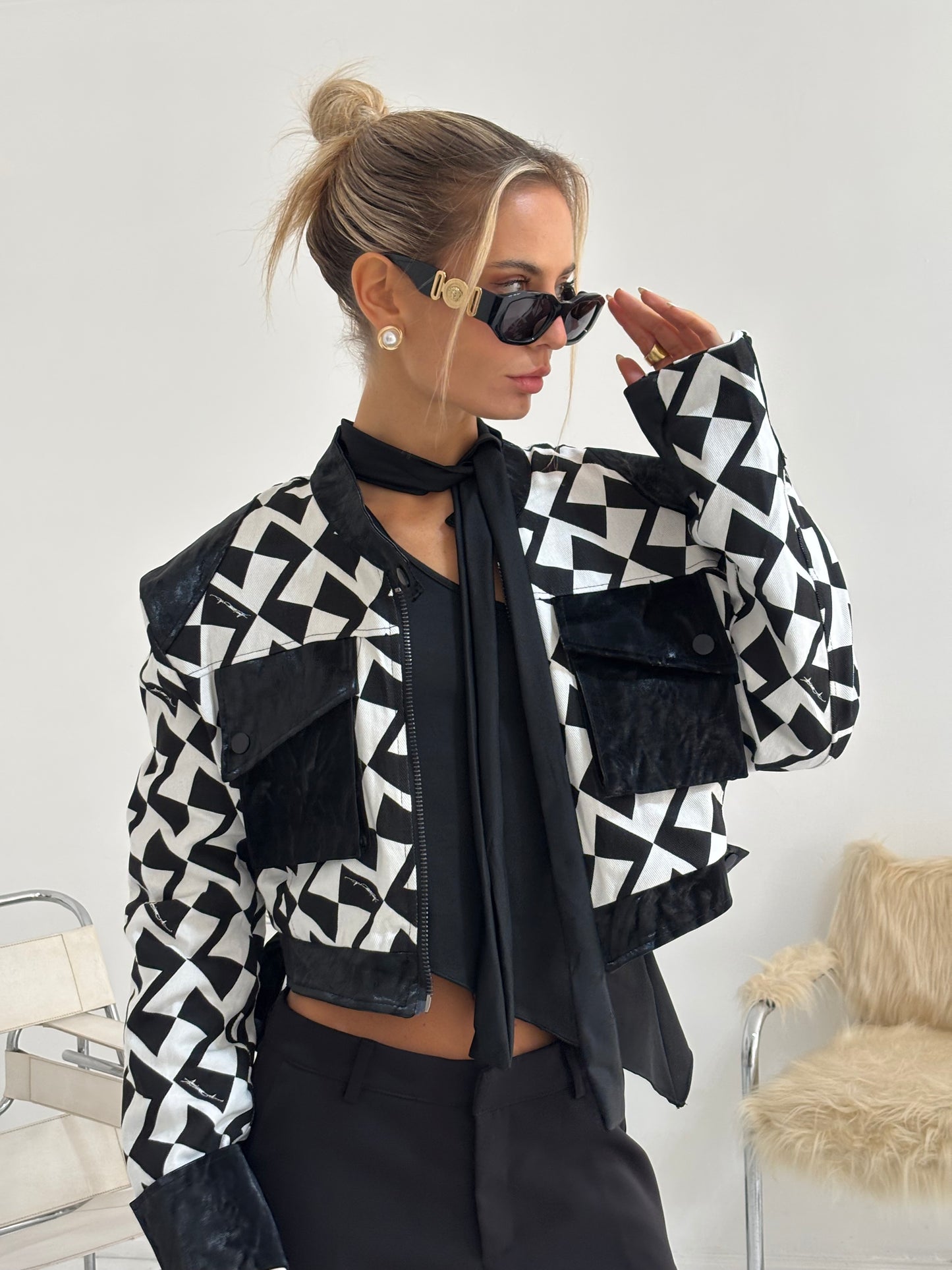 Chaqueta Geométrica black & white | Starfish