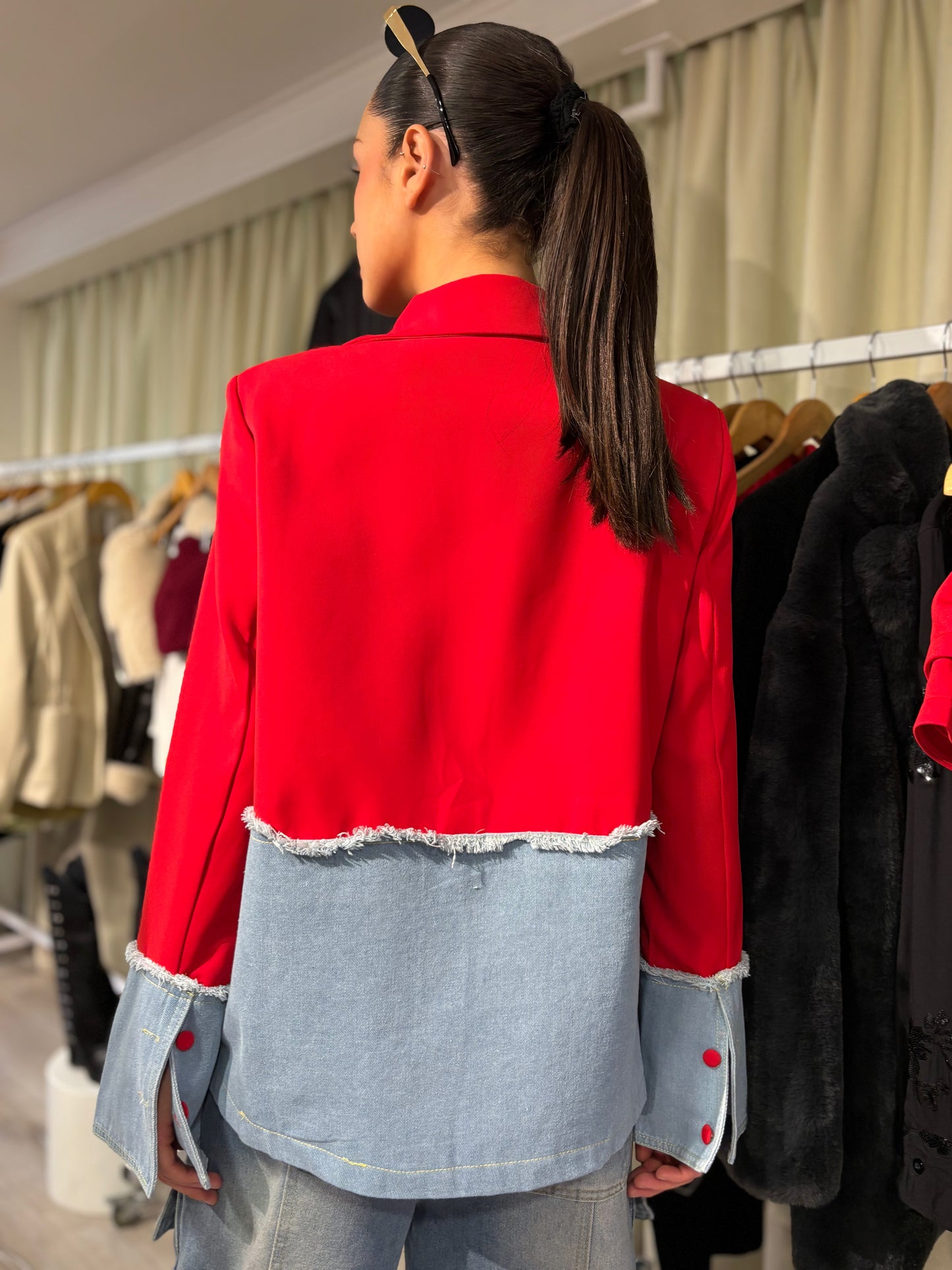 BLAZER RED CON DENIM