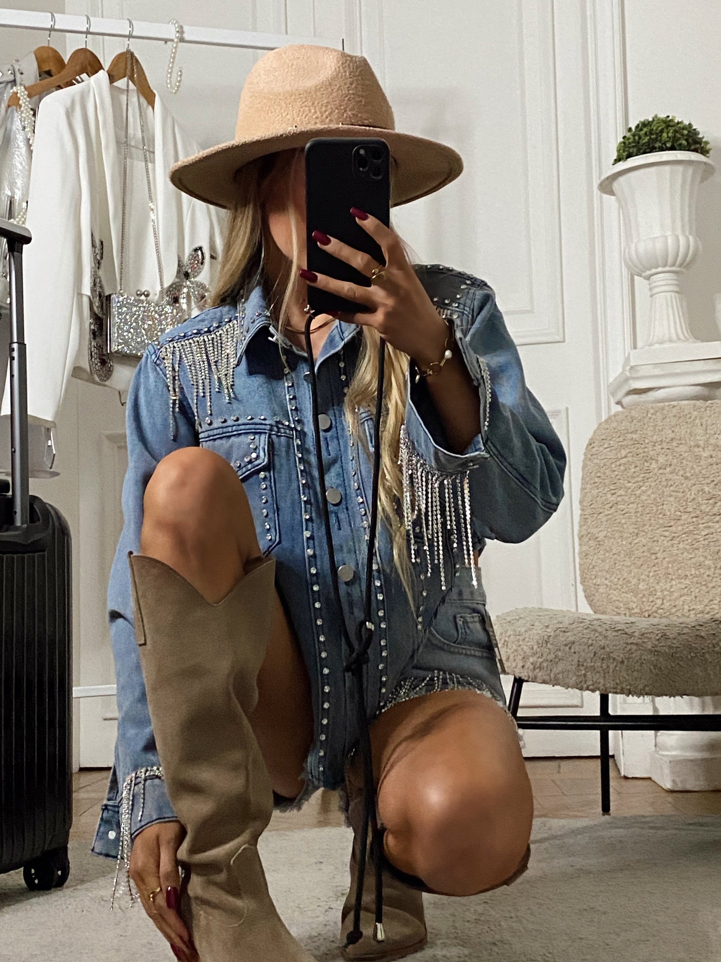 CHAQUETA DENIM BRILLOS