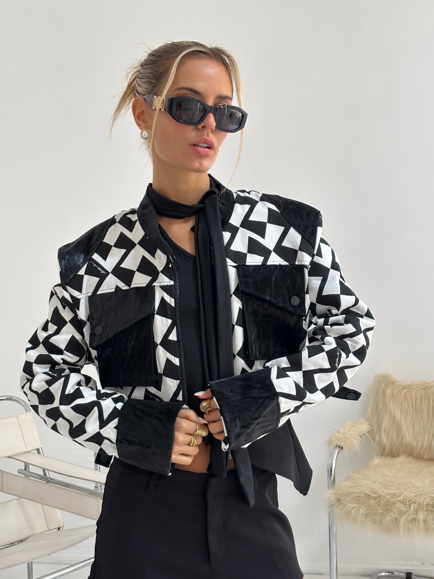 Chaqueta Geométrica black & white | Starfish