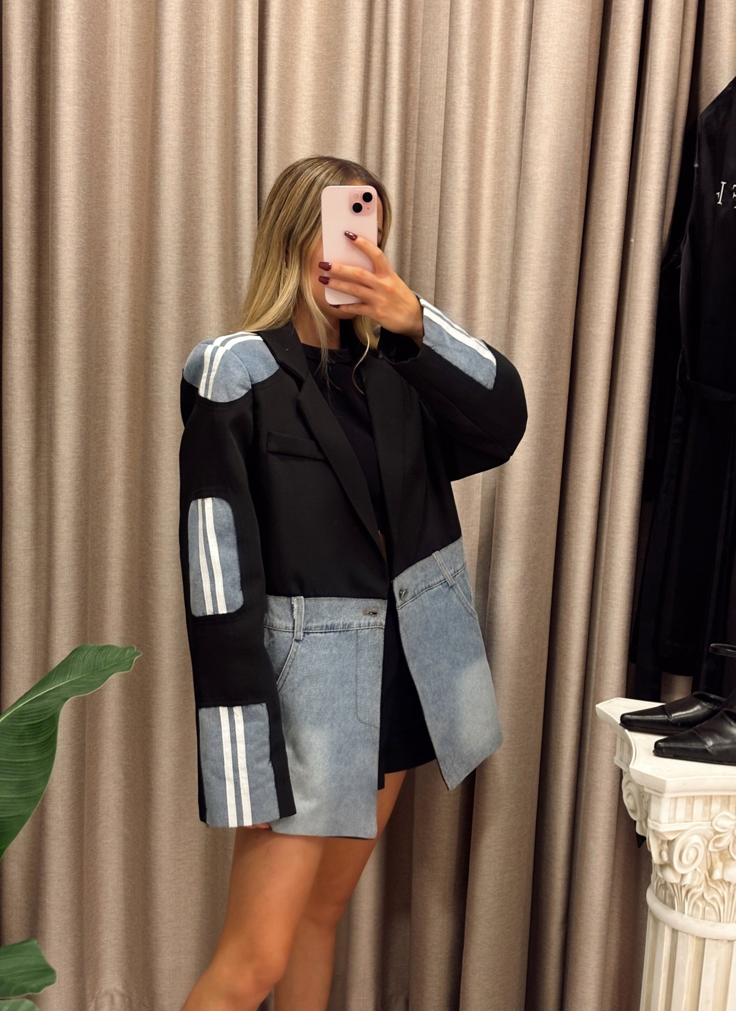 Blazer Negro y Denim con líneas | Starfish