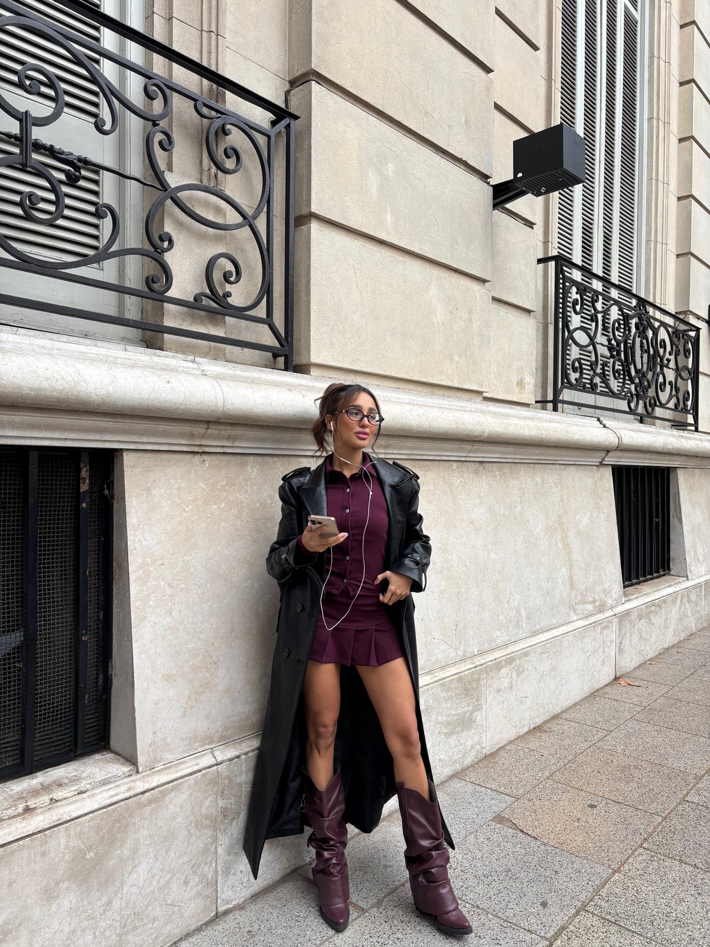MAXI TRENCH ECO CUERO NEGRO