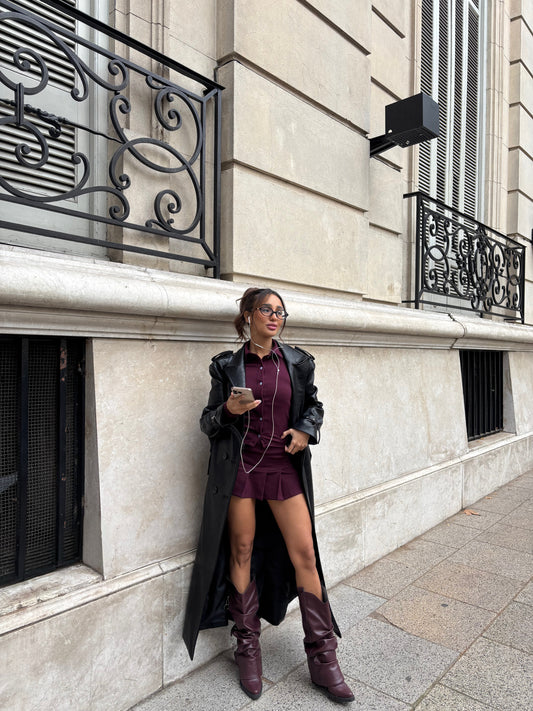 MAXI TRENCH ECO CUERO NEGRO