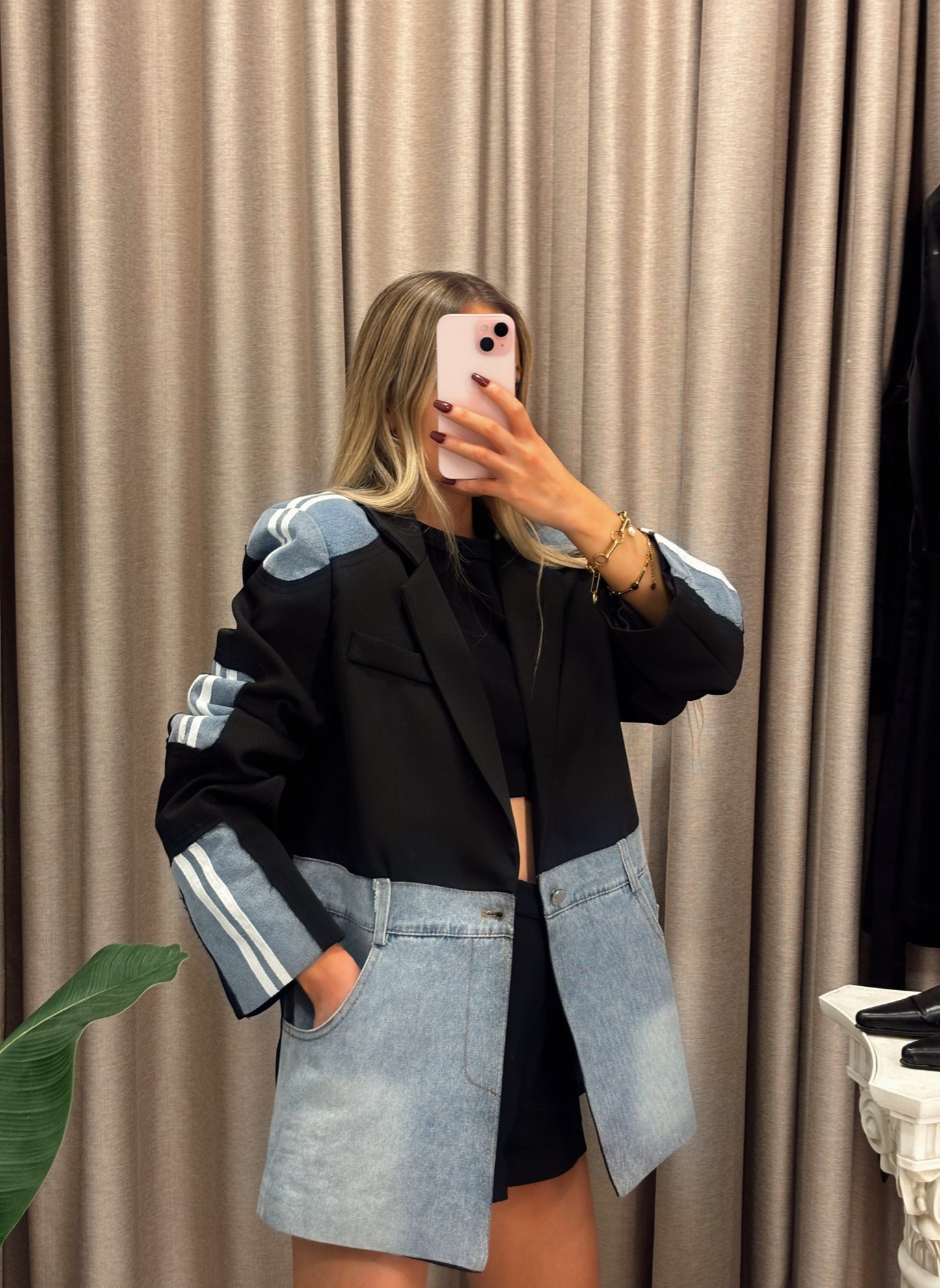 Blazer Negro y Denim con líneas | Starfish