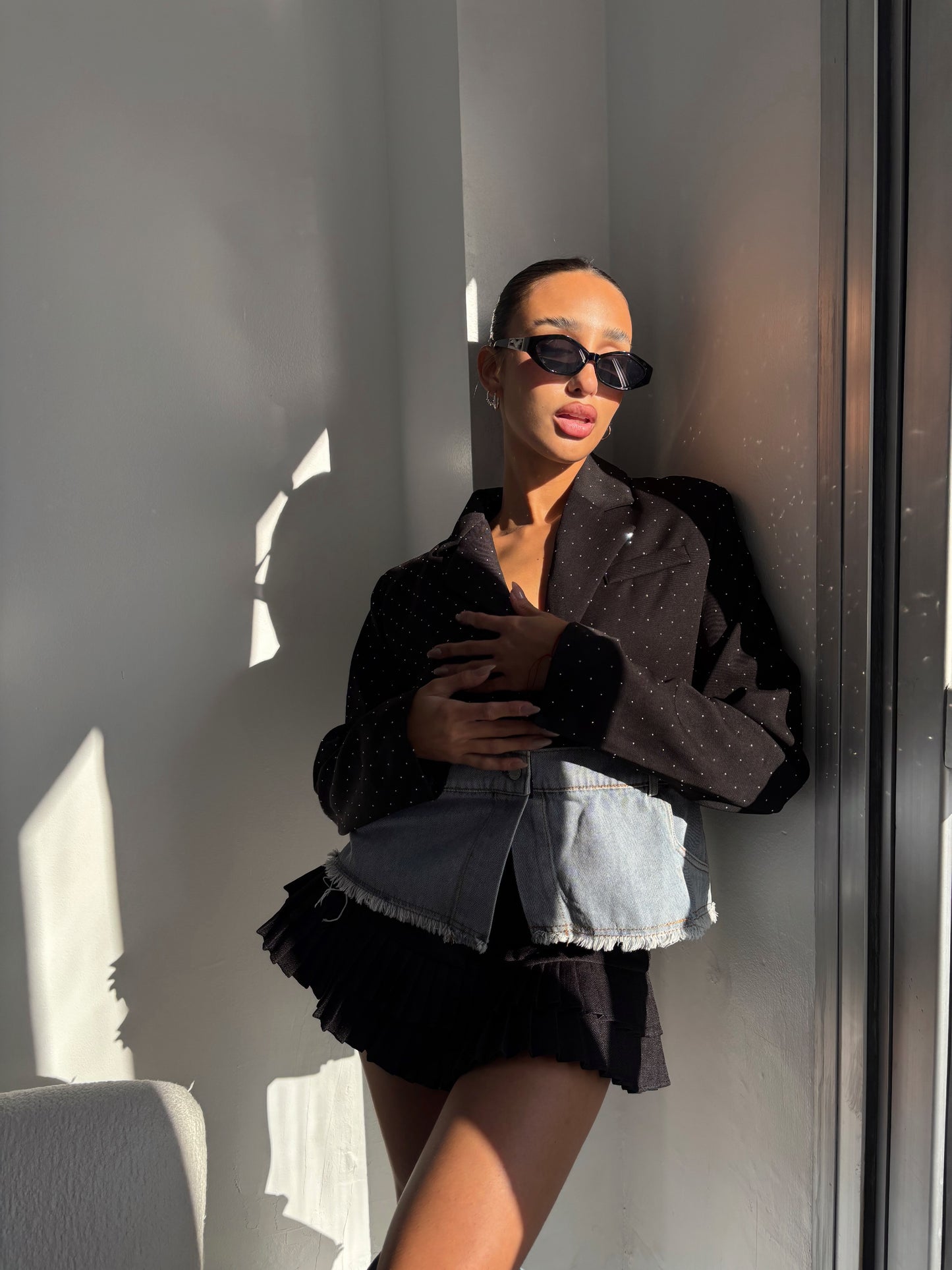 Blazer Denim y Negro con Brillos – Día y Noche | Starfish