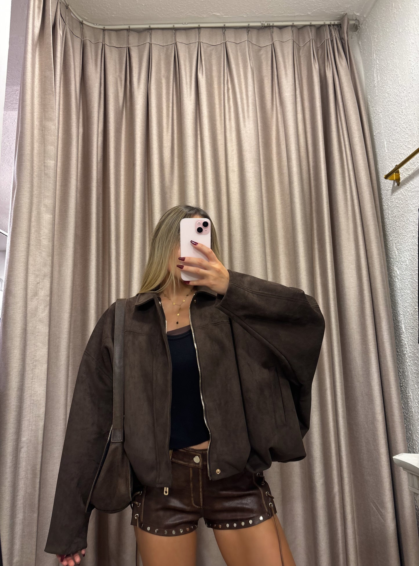 BOMBER GAMUZA CHOCOLATE