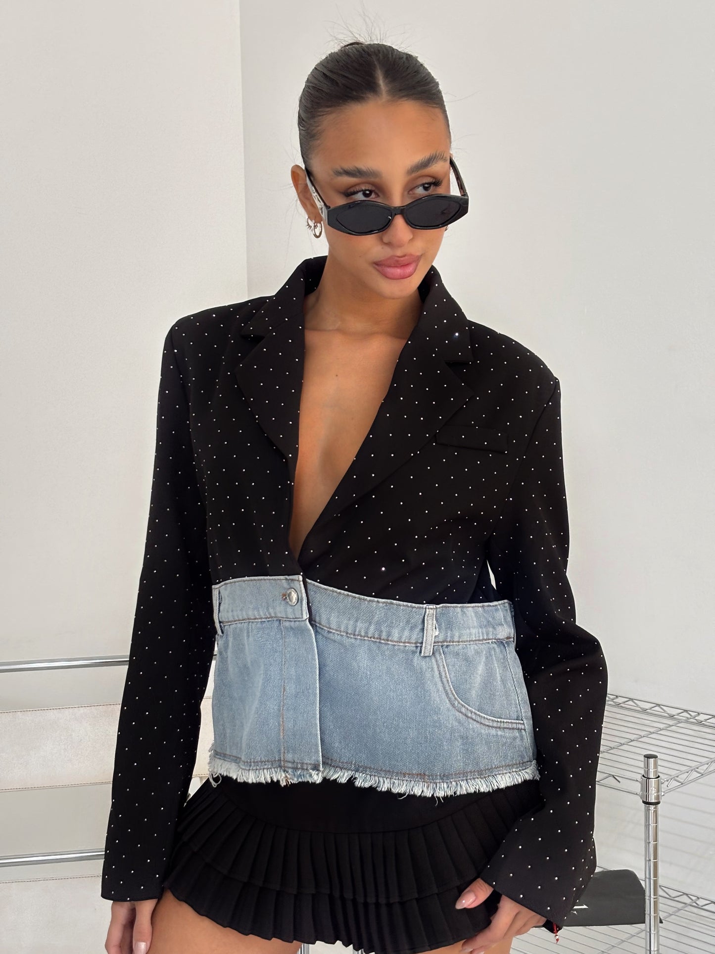 Blazer Denim y Negro con Brillos – Día y Noche | Starfish