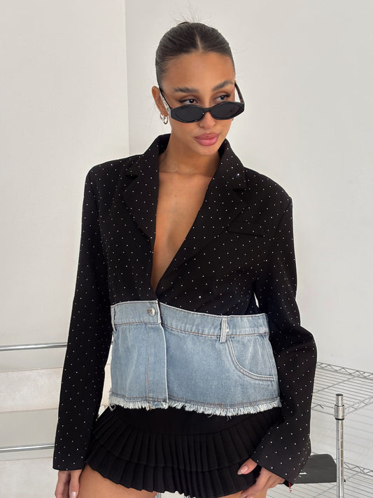 Blazer Denim y Negro con Brillos – Día y Noche | Starfish